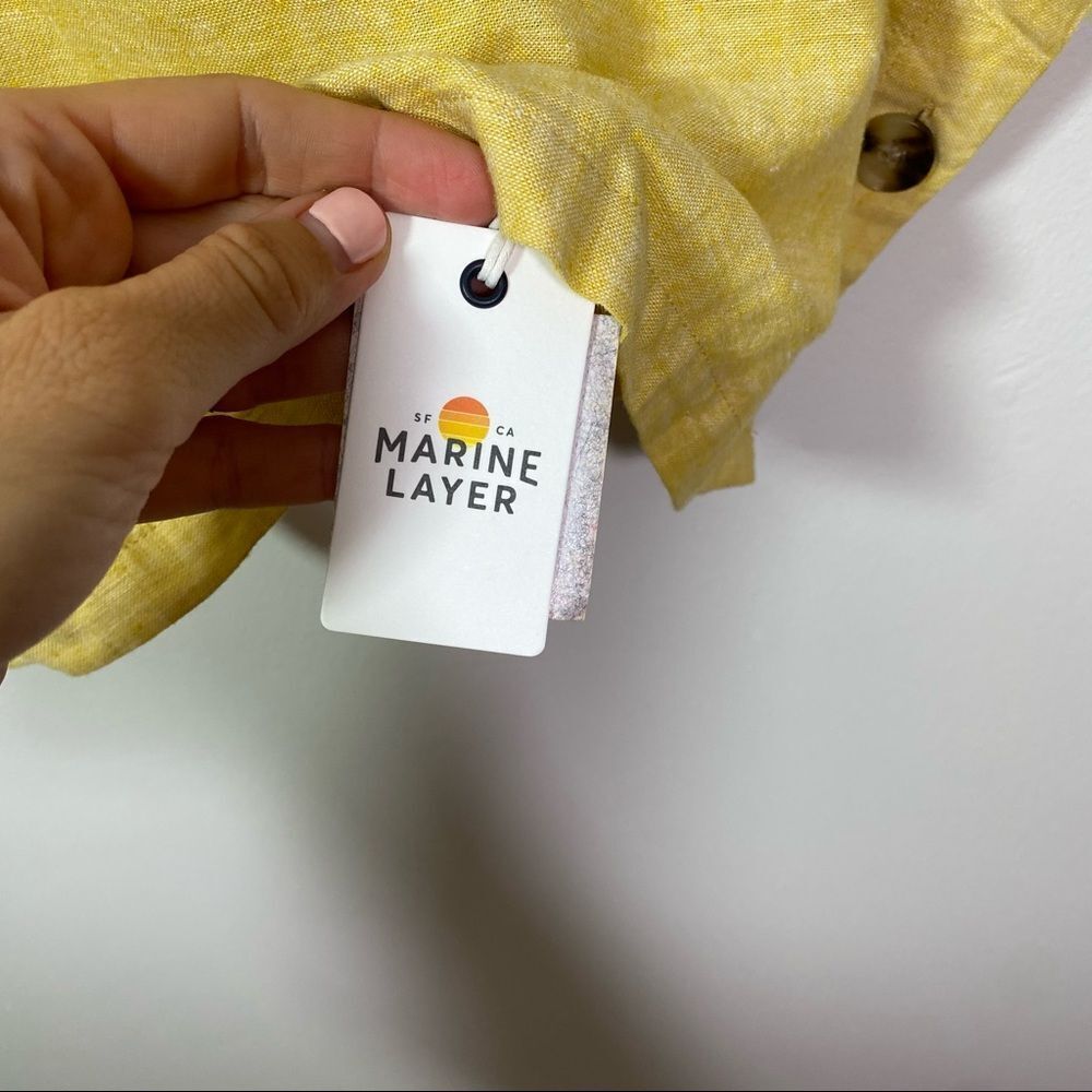 MARINE LAYER Yellow Sleeveless Linen Crop Top - Size Medium - Picture 7 of 9